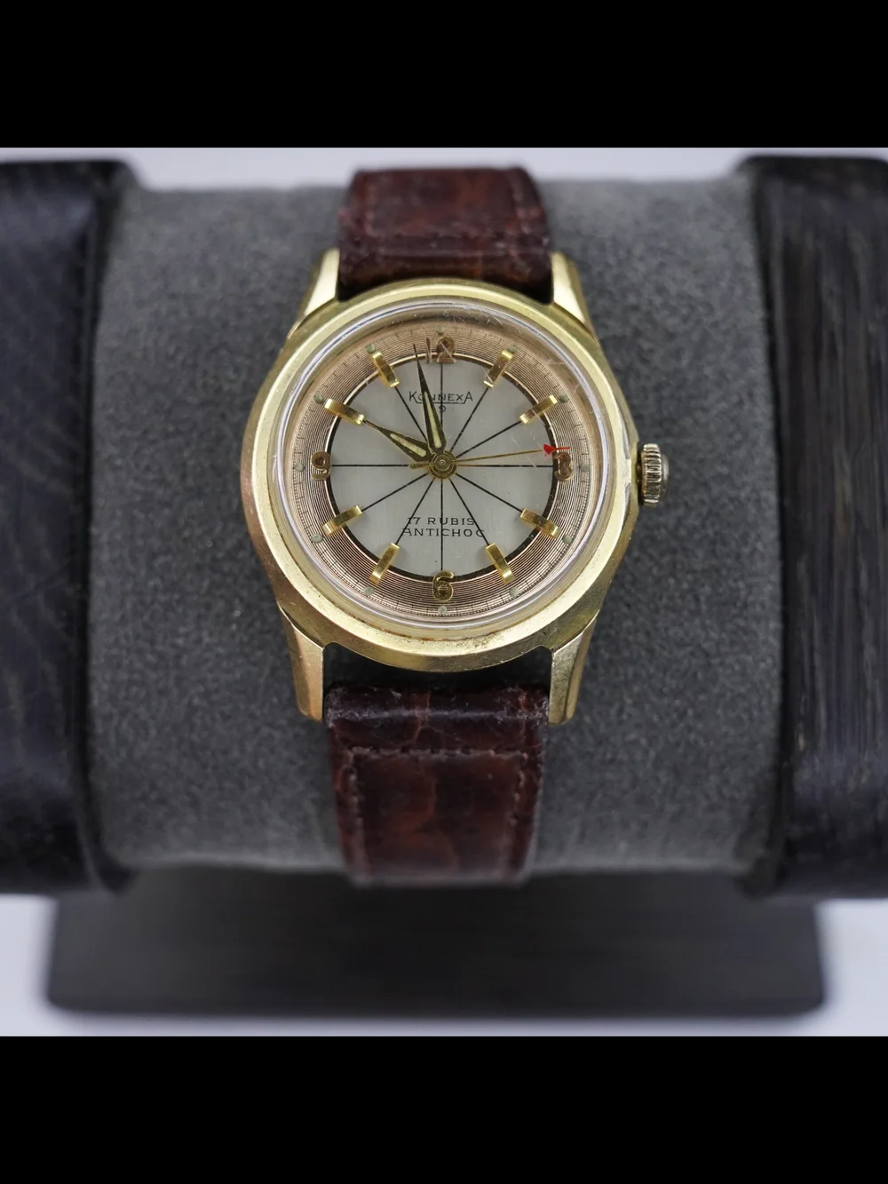 Vintage Konnexa 17 Rubis Antichoc Mechanical Men's Gold Plated Watch Runs